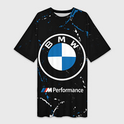 Футболка женская длинная BMW БМВ, цвет: 3D-принт