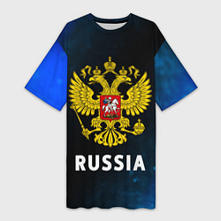 Женская длинная футболка RUSSIA РОССИЯ