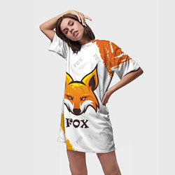 Футболка женская длинная FOX, цвет: 3D-принт — фото 2