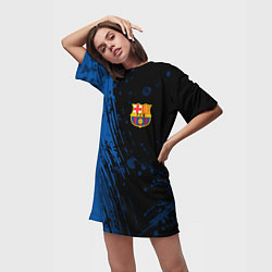 Футболка женская длинная FC Barcelona ФК Барселона, цвет: 3D-принт — фото 2