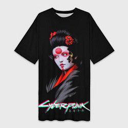 Женская длинная футболка CYBERPUNK 2077 JAPAN