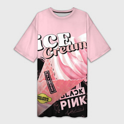 Футболка женская длинная BLACKPINK ICE CREAM, цвет: 3D-принт