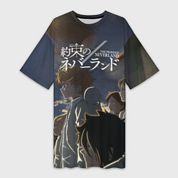 Футболка женская длинная The promised neverland Z, цвет: 3D-принт