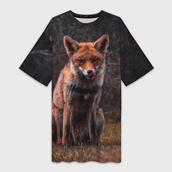 Женская длинная футболка Хищная лисица