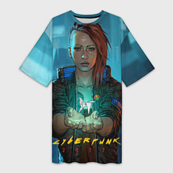 Футболка женская длинная Cuberpunk 2077 melisa, цвет: 3D-принт