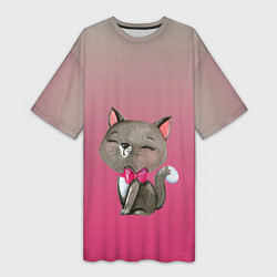 Женская длинная футболка Кошечка с бантиком