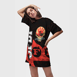 Футболка женская длинная Five Finger Death Punch 1, цвет: 3D-принт — фото 2