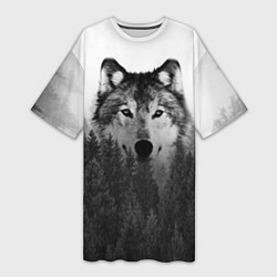 Женская длинная футболка Волк