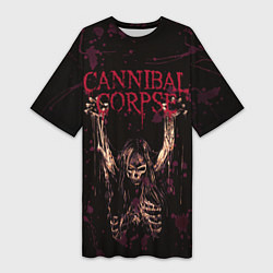 Футболка женская длинная Cannibal Corpse Skeleton, цвет: 3D-принт