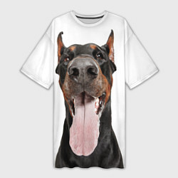 Женская длинная футболка Доберман Doberman