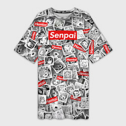Футболка женская длинная Hentai senpai, цвет: 3D-принт