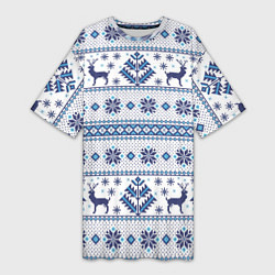 Футболка женская длинная Русские народные узоры, цвет: 3D-принт