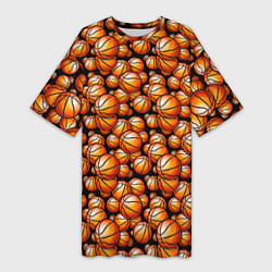 Футболка женская длинная Баскетбольные Мячи, цвет: 3D-принт
