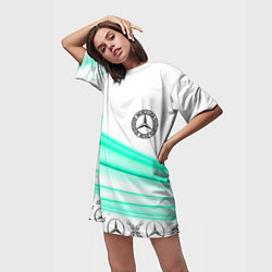 Футболка женская длинная МЕРСЕДЕС АКВА AQUA, цвет: 3D-принт — фото 2