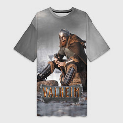 Женская длинная футболка Valheim Викинг