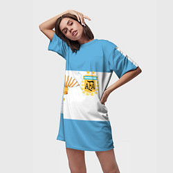 Футболка женская длинная Сборная Аргентины, цвет: 3D-принт — фото 2