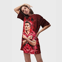 Футболка женская длинная Левандовски Lewandowski 9, цвет: 3D-принт — фото 2