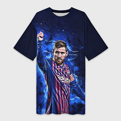 Футболка женская длинная Lionel Messi Barcelona 10, цвет: 3D-принт