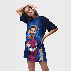 Футболка женская длинная Лионель Месси Барселона 10, цвет: 3D-принт — фото 2
