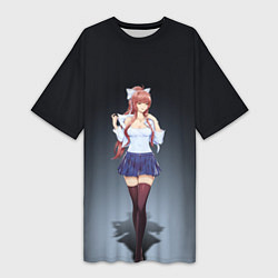 Футболка женская длинная Doki Doki Literature Club Monika Z, цвет: 3D-принт