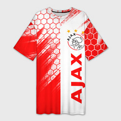 Футболка женская длинная FC AJAX AMSTERDAM ФК АЯКС, цвет: 3D-принт