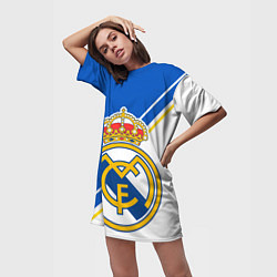 Футболка женская длинная REAL MADRID РЕАЛ МАДРИД, цвет: 3D-принт — фото 2