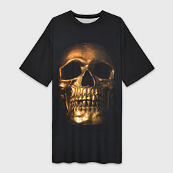 Футболка женская длинная Golden Skull, цвет: 3D-принт