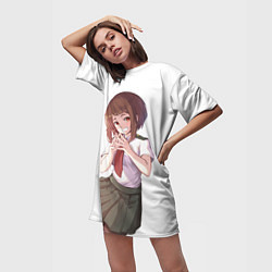 Футболка женская длинная Очако Урарака хитрит замышляет по крупному - Моя г, цвет: 3D-принт — фото 2