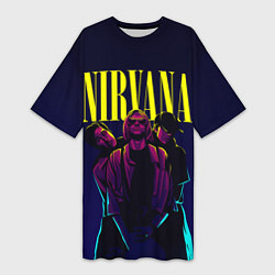 Футболка женская длинная Nirvana Neon, цвет: 3D-принт