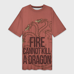 Футболка женская длинная Fire Cannot Kill a Dragon, цвет: 3D-принт