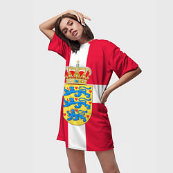 Футболка женская длинная Дания Герб и флаг Дании, цвет: 3D-принт — фото 2