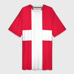 Футболка женская длинная Дания Флаг Дании, цвет: 3D-принт