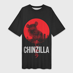 Футболка женская длинная Chinzilla red, цвет: 3D-принт