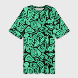 Футболка женская длинная Зеленый абстрактный узор, цвет: 3D-принт