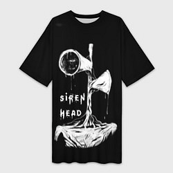 Женская длинная футболка Сиреноголовый ЧБ Siren Head