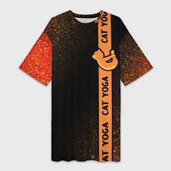 Женская длинная футболка Йога Кошка - Шум Лента