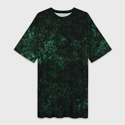 Женская длинная футболка Темно-зеленый мраморный узор