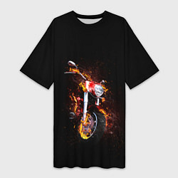 Футболка женская длинная Неудержимый огонь, цвет: 3D-принт