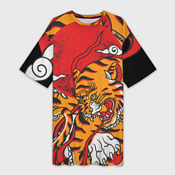 Женская длинная футболка Год тигра