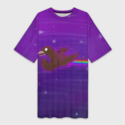 Женская длинная футболка Космическая птаха