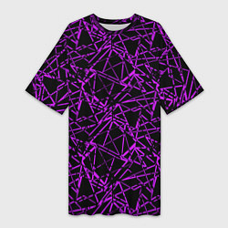Женская длинная футболка Фиолетово-черный абстрактный узор