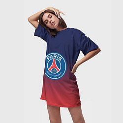 Футболка женская длинная PSG ПСЖ PARIS SAINT GERMAIN, цвет: 3D-принт — фото 2