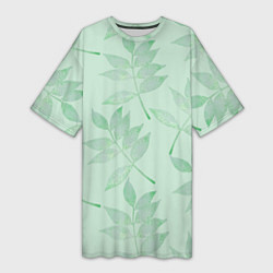 Женская длинная футболка Зеленые листья
