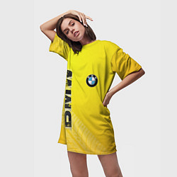 Футболка женская длинная BMW СЛЕДЫ ШИН БМВ, цвет: 3D-принт — фото 2
