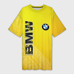 Футболка женская длинная BMW СЛЕДЫ ШИН БМВ, цвет: 3D-принт