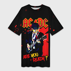 Футболка женская длинная ARE YOU REDY? ACDC, цвет: 3D-принт