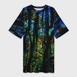 Женская длинная футболка Разноцветная гора