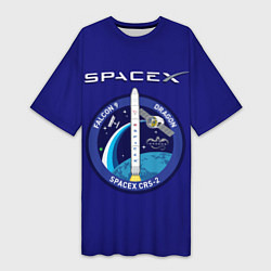 Футболка женская длинная Space X, цвет: 3D-принт