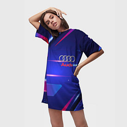 Футболка женская длинная Ауди Audi синива, цвет: 3D-принт — фото 2