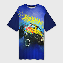 Футболка женская длинная Hot Wheels Хот Вилс, цвет: 3D-принт